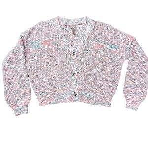 Willow Root Oversized Cardigan XS Coral Green White